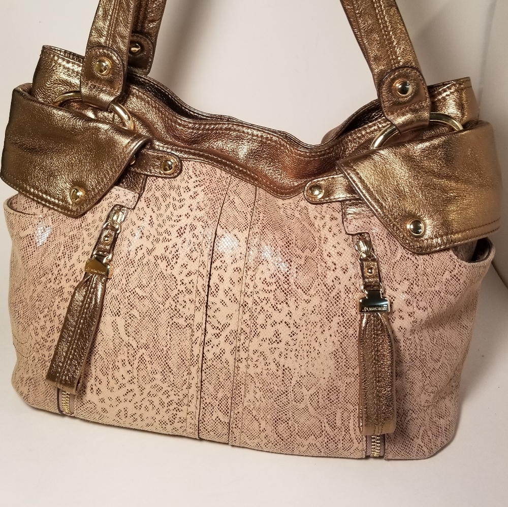 B Makowsky Snake Embossed Lthr Bag - image 1